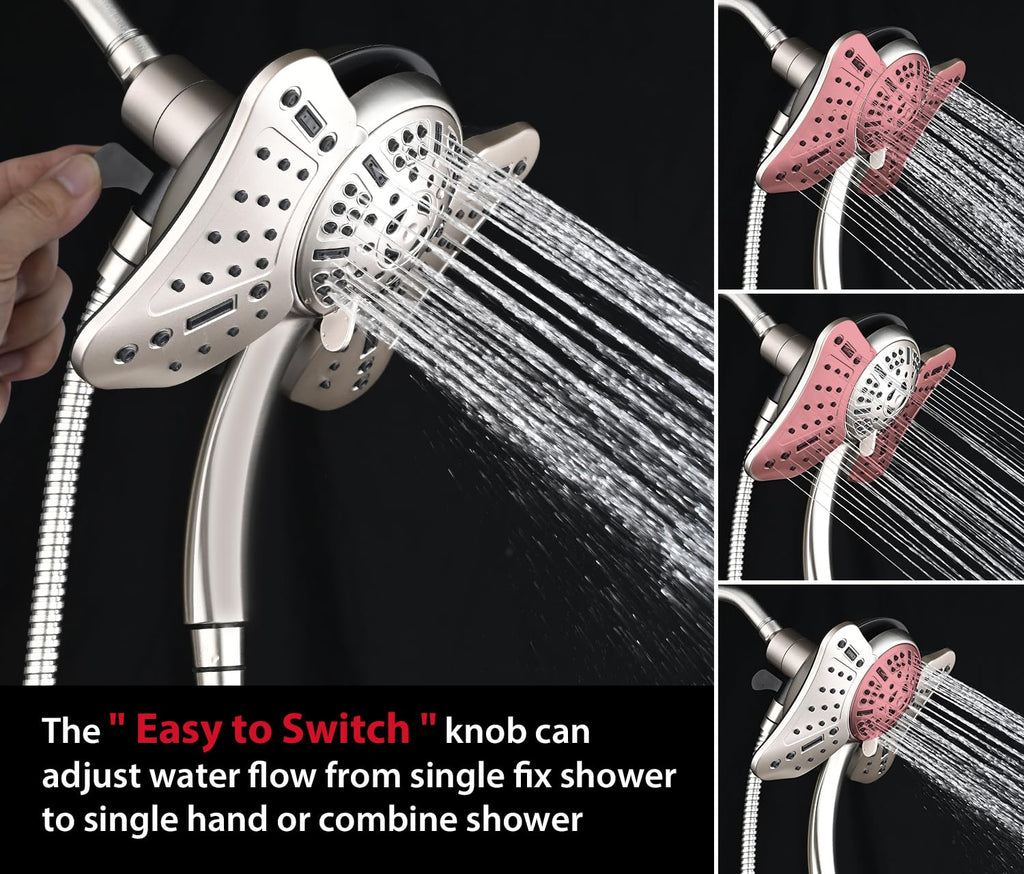 Shower Head with Handheld Spray - Dual High Pressure Showerhead