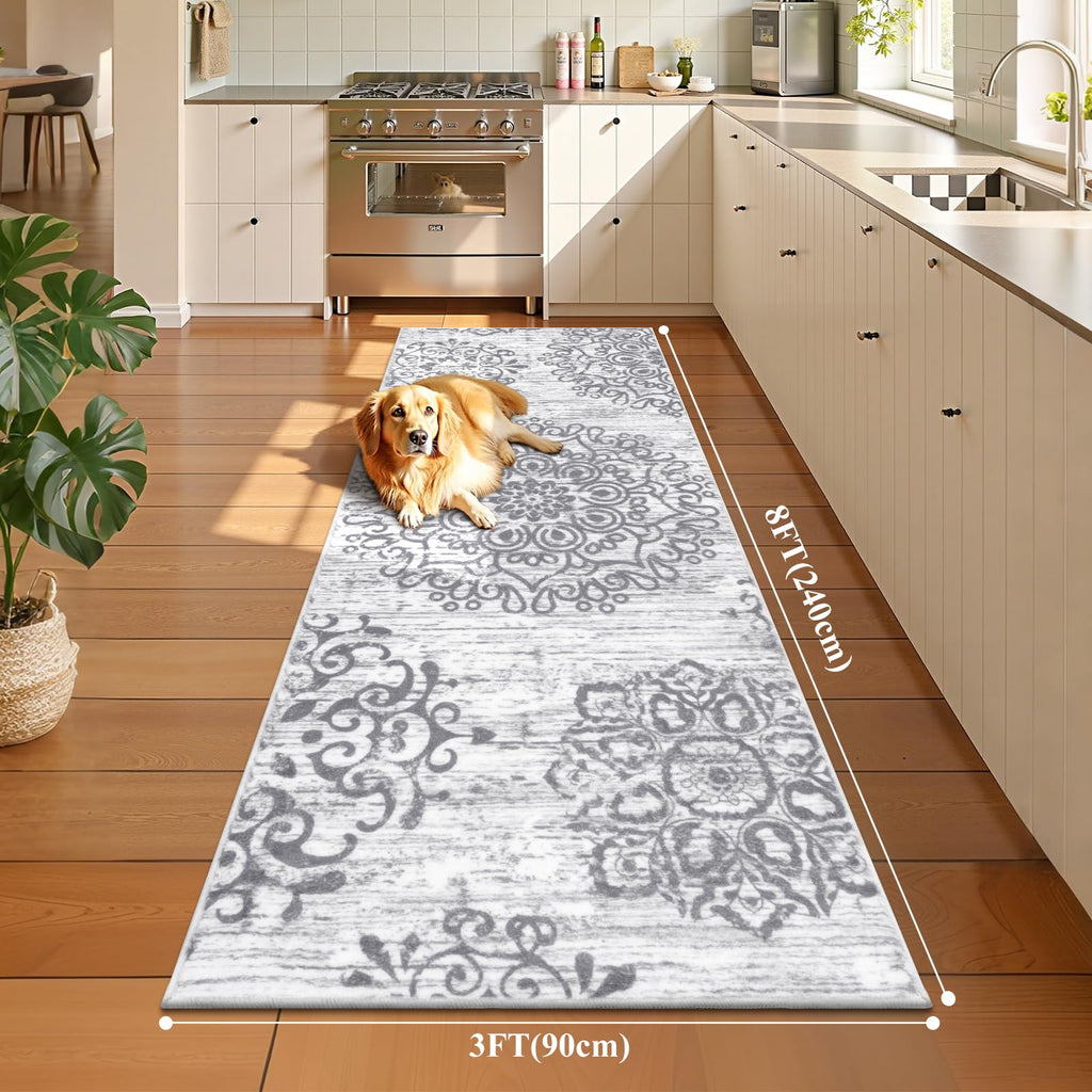 Hallway Runner Rug 3'x8', Washable Non Slip Kitchen Rug Runner