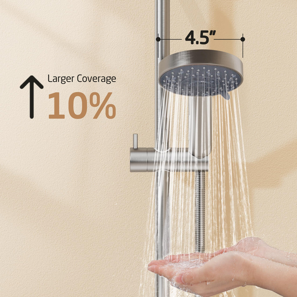 18/8 Stainless Steel Shower Slide Bar 30-Inch with Adjustable Handheld Shower Head and 59-Inch Hose, 5-Function Hand