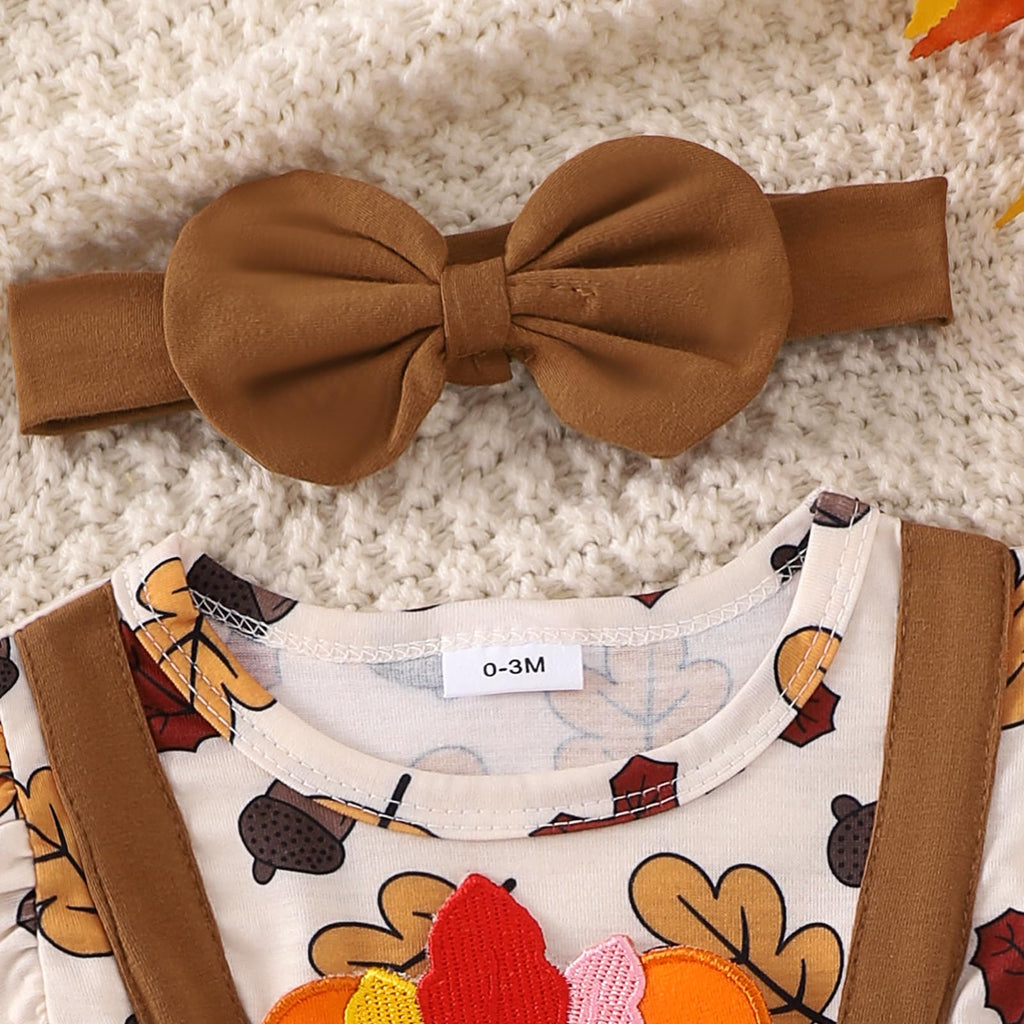 My First Thanksgiving Baby Girl Clothes Long Sleeve Romper Onesie Infant Dress Fall Winter Turkey Outfit