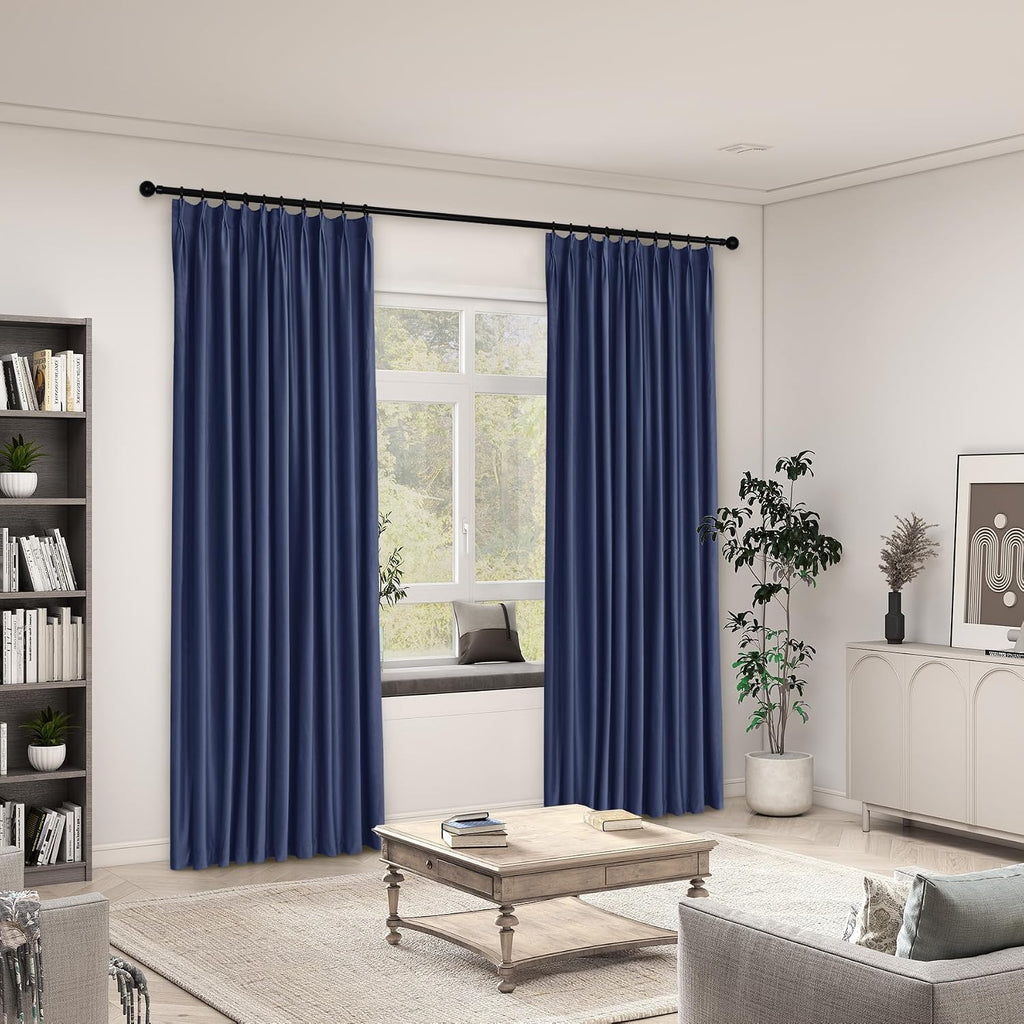 Light Filtering Pinch Pleated Drapes Velvet Drapes for French Door Thermal Insulated Curtain for Living Room Privacy