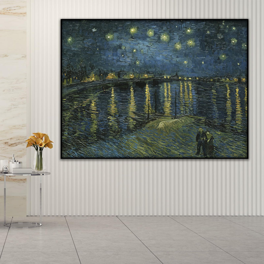 Van Gogh Canvas Wall Art -starry night over the rhone print - City Starry Sky Poster - Famous Oil Painting