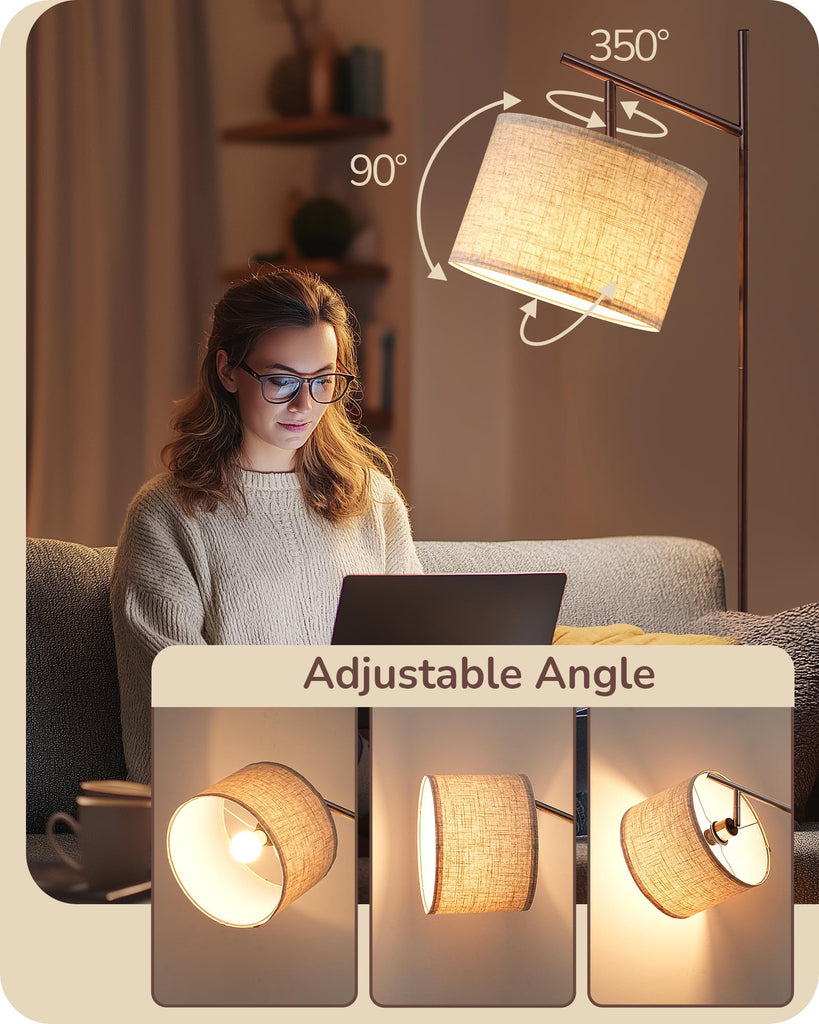 64.7" Modern Arc Floor Lamps, Brown Standing Lamp