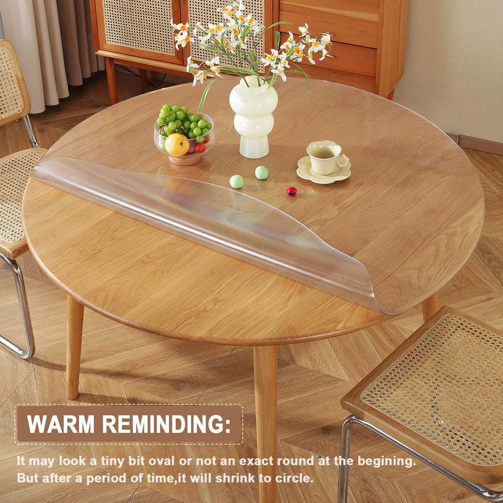 Round Frosted Table Cover Protector 43", Waterproof Plastic Cover