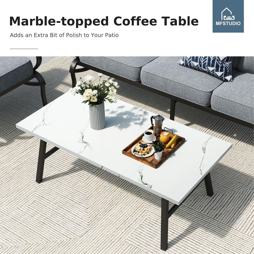 4 Pieces Patio Conversation Sets(5 Seat),Outdoor Metal Furniture Sofas with 1 Loveseat(3 Seat)