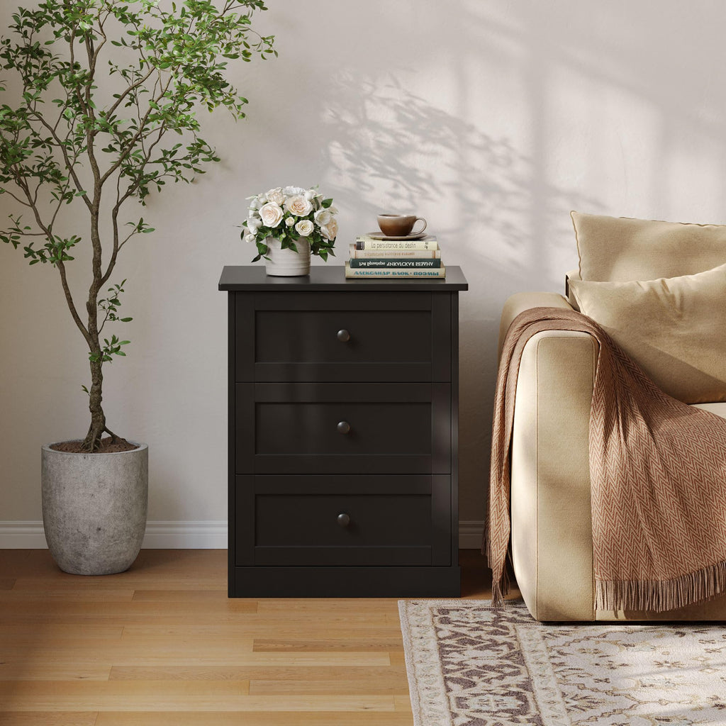 Dresser Set of 2, Black Modern 19'' Wide Wood Chest of Drawers with Hidden Drawer, Storage Organizer with Smooth