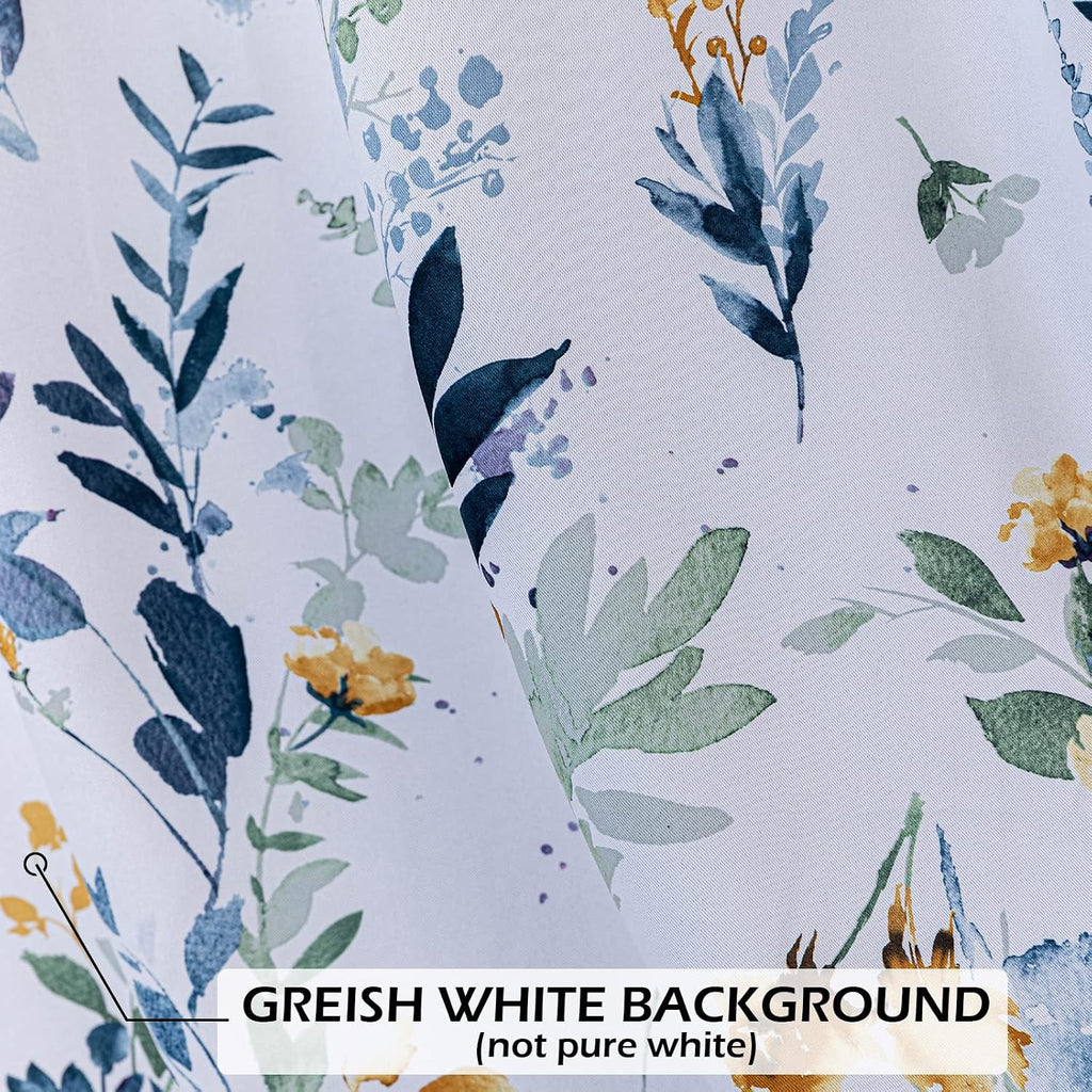 Floral Blackout Curtains 45 inch Length 2 Panels Yellow and Blue