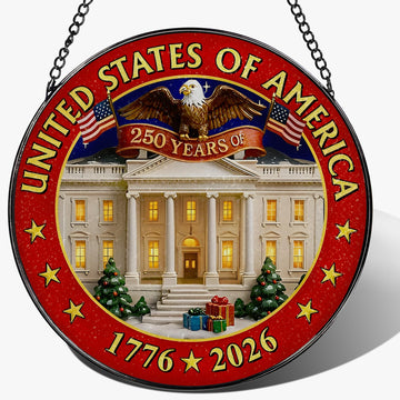 250 Years of America Stained Glass Suncatcher, Stained Glass Window Hanging & Decor, 1776-2026 US 250th Anniversary