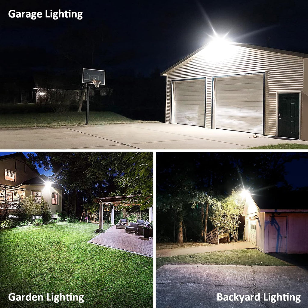 60W LED Flood Light with Knuckle, Outdoor Security Fixture Dusk-to-Dawn Photocell 5000K 7,800lm(300W Equivalent)