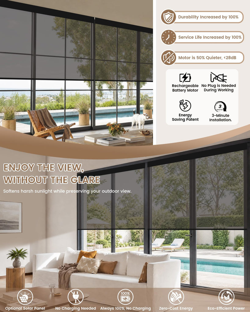 Motorized Blinds with Remote - Motorized Sunscreen Solar Shades