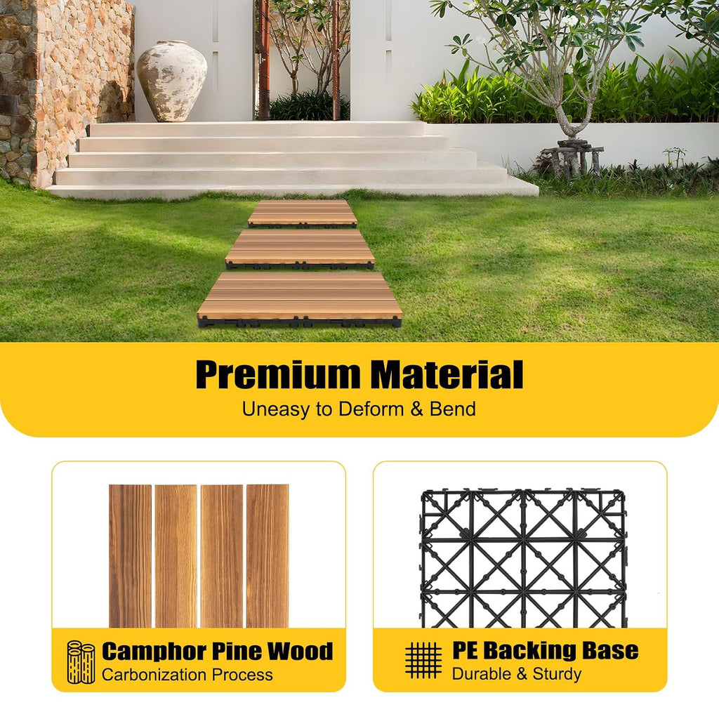 36 Pcs Patio Tiles, Interlocking Deck Tiles Outdoor with 32 Support Points, Deck Flooring Outdoor Waterproof All