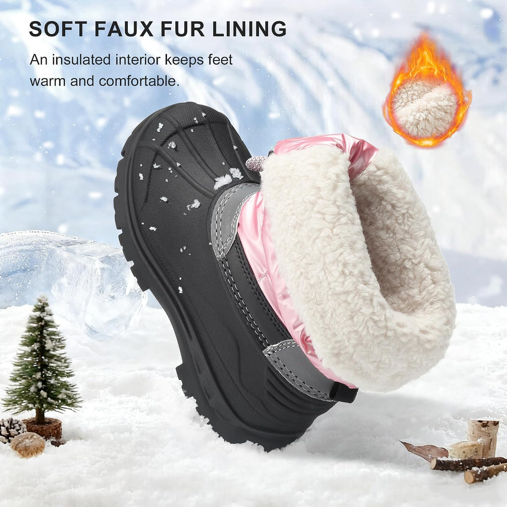 Girls Snow Boots with Zipper Kids Boys Winter Outdoor Boots
