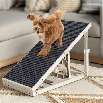 Dog Ramp for Bed Couch with Upgraded Support, 3 Levels Height 14"-18" Pet Ramp Adjustable, 30LBS Capacity Dog Ramps