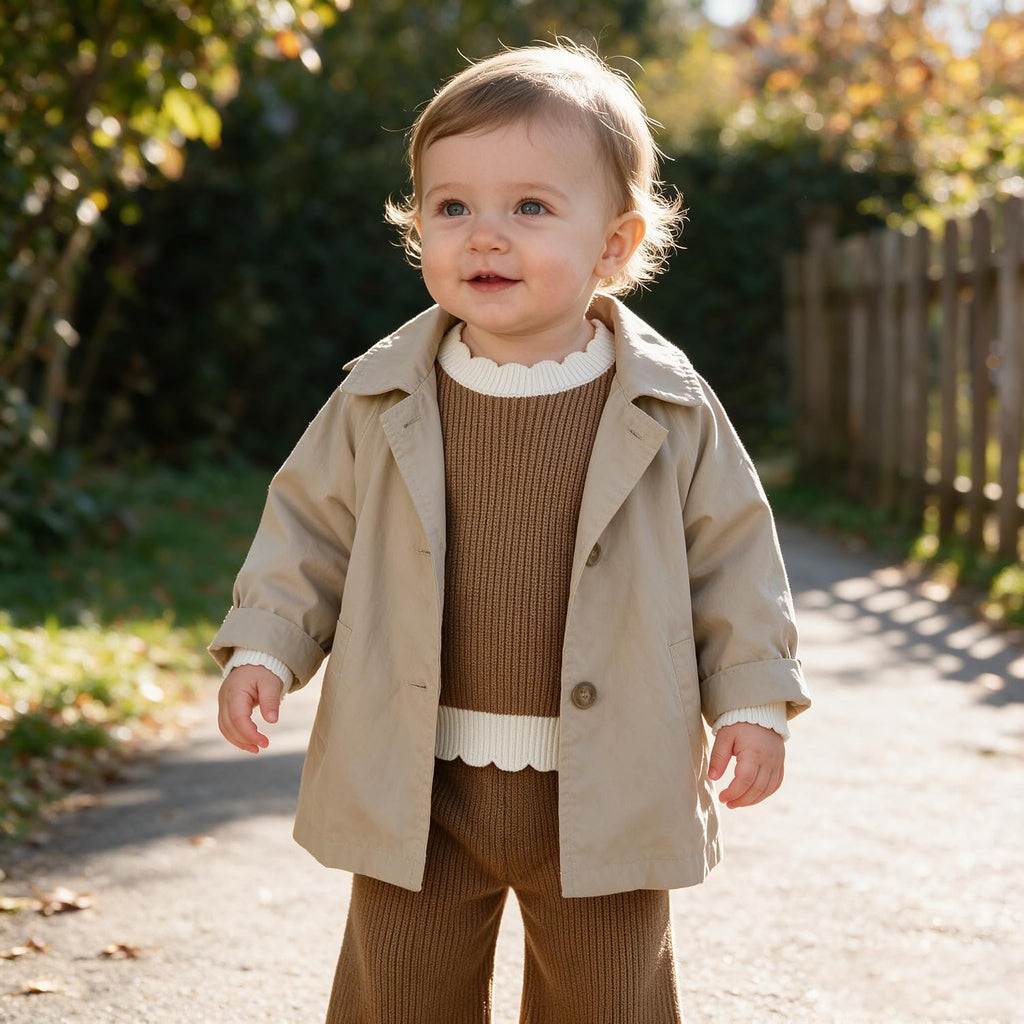 Toddler Girl Knit 2 Piece Outfit Sweater Top and Wide Leg Pants