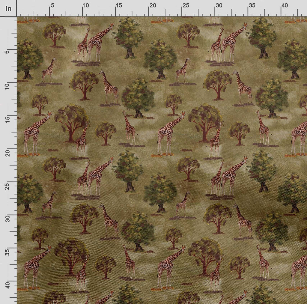 Animal Pattern - Yellow & Green - Polyester Velvet Fabric, 58" Wide Printed Plush Fabric by The Yard for Dresses