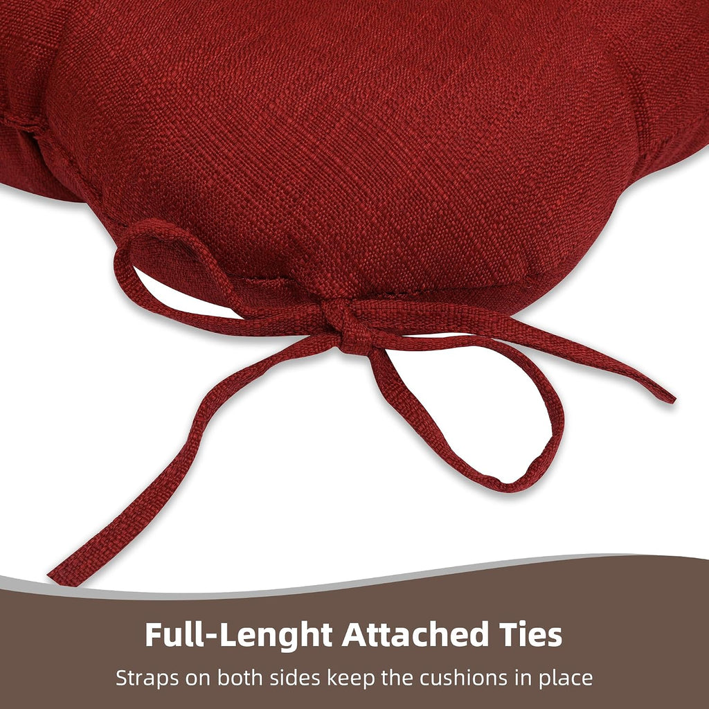 Patio Chair Cushions 19x19 4 Pack, Thickened Outdoor Seat Cushions Water Resistant Stain Resistant Non-Slip Ties (Red)