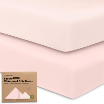 2-Pack Waterproof Crib Sheets for Boys, Girls, 52x28 Fitted (Mist Rose)