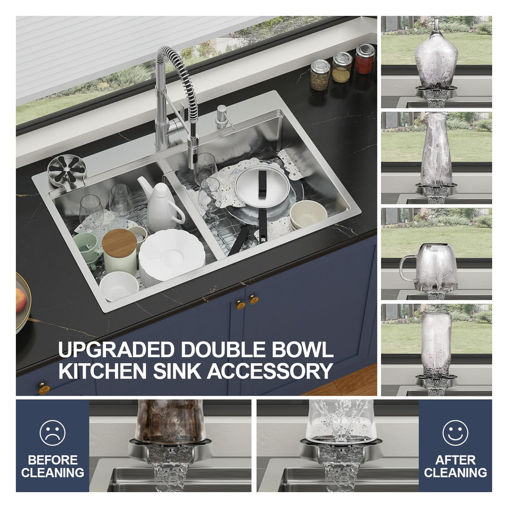 33 Inch 50/50 Drop In Double Bowl Kitchen Sink