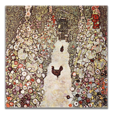 Gustav Klimt Canvas Wall Art Garden Path With Chickens Poster Symbolism Art Master Painting Print Room Aesthetic