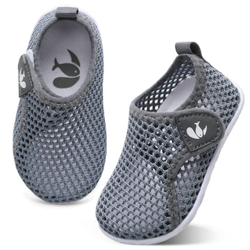 Baby Boys Girls Sports Sandals Lightweight Non- Slip Rubber Sole Beach Aqua Water Shoes Mesh Grey Infant