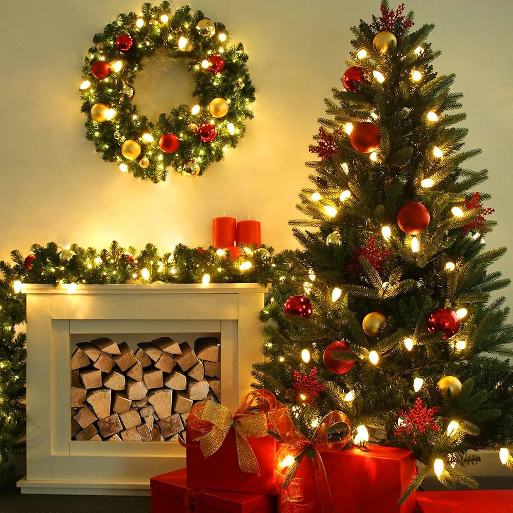 Set of 25 Warm White C9 Faceted LED Christmas Light Bulbs
