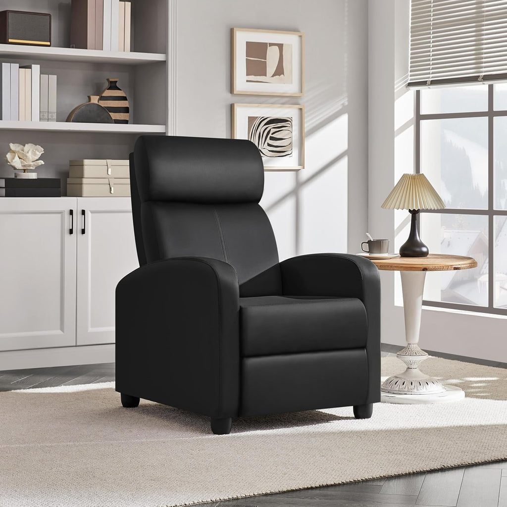 Recliner Chair PU Leather Recliner Sofa Home Theater Seating with Lumbar Support Overstuffed High-Density Foam &