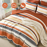 Queen Comforter Set, 7 Pieces Bed in a Bag Orange Queen Bed Set, Soft Boho Striped Bedding Sets with Sheets