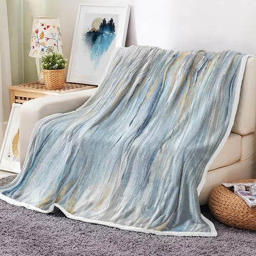 Throw Blanket, Light Blue Blankets Abstract Soft Blankets for Couch Sofa Bedroom, Morden Blue Cool Colors Blanket for
