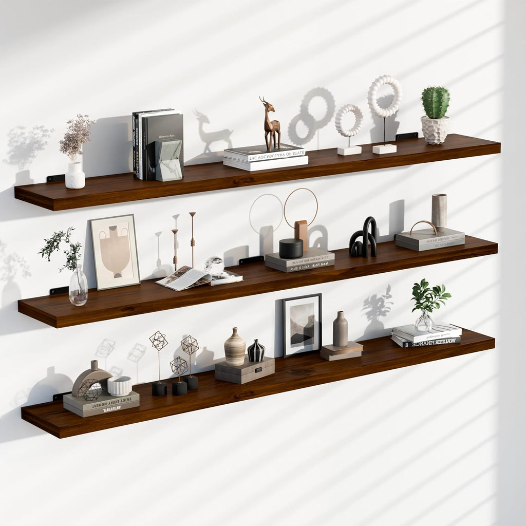 Floating Shelf 55in 3-Pack No Visible Holes, Walnut