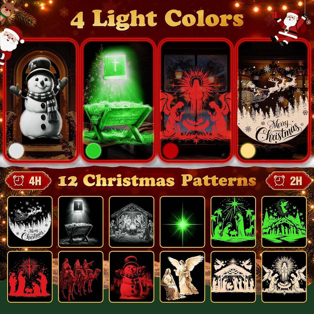 3D Dynamic 12-in-1 Christmas Projector Lights, Outdoor Indoor Holiday Decor