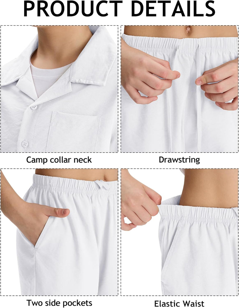 Boys Short 2 Pieces Set Beach Vacation Outfits Texture Set Kids