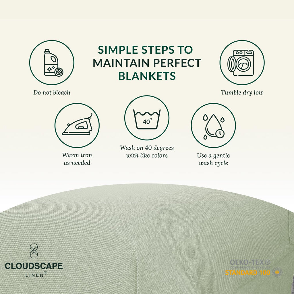 CSL 100% Cotton Throw Blanket, Breathable Summer Blankets, 50"x70", Seafoam