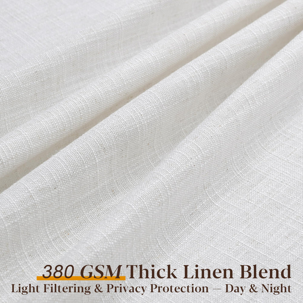 100 Inch Extra Wide Pinch Pleated Linen Curtains 108 Inch Length Bedroom Natural Cream Beige Privacy Drapes Light