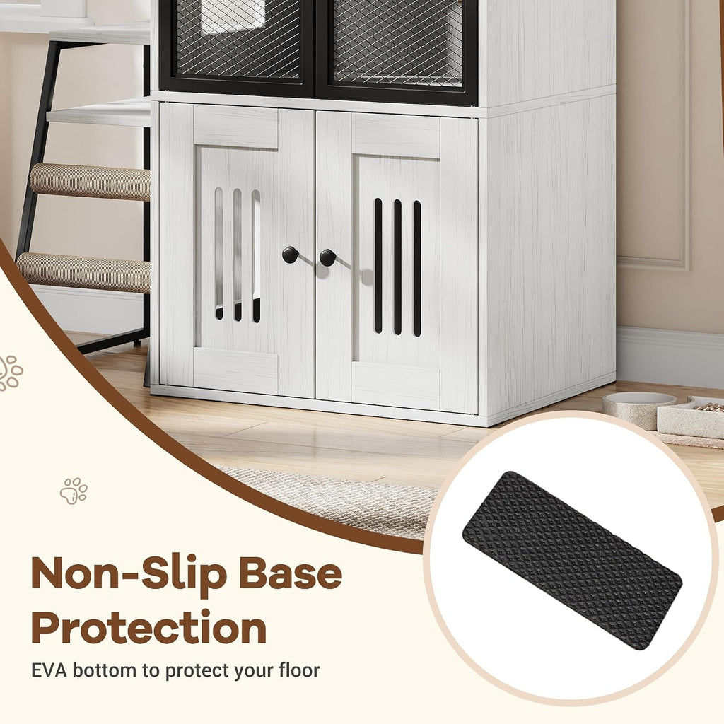 2-Tier Hidden Cat Litter Box Enclosure Cabinet