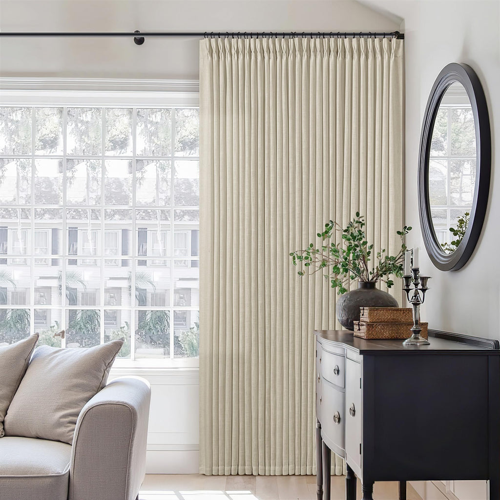 Linen Flax Curtains Pinch Pleated 102 Inch Curtains 2 Panels
