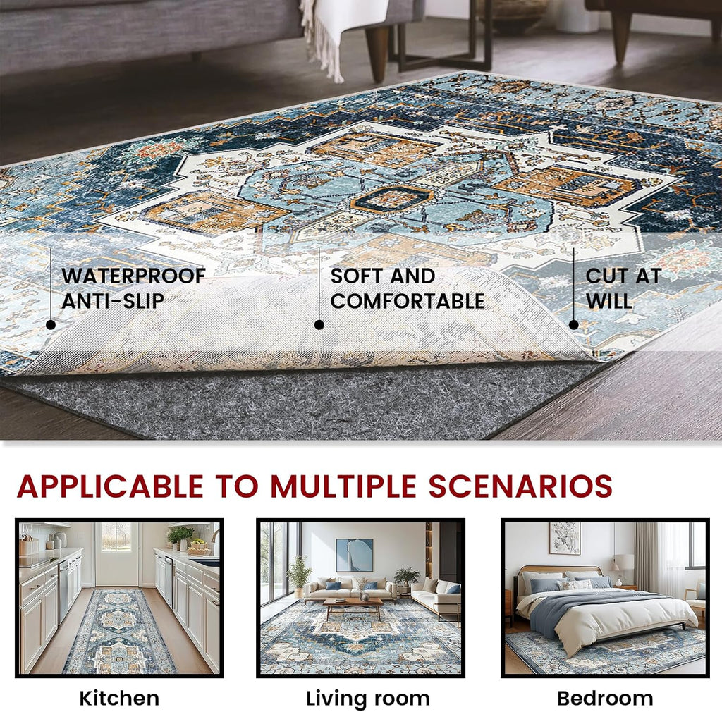 Waterproof Rug Pad, 2x8 ft Area Rug Non-Slip Carpet Pad, Non-Slip Rug Pads for All Floors and Finishes, Felt Pad