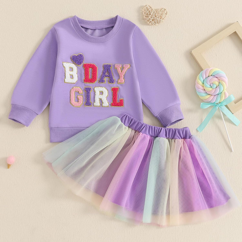Toddler Baby Girl Birthday Outfit Birthday Girl Shirt Tutu Skirt