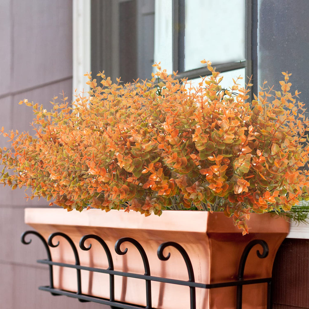 10 Bundle Artificial Fall Boxwood No Fade Faux Autumn Plants