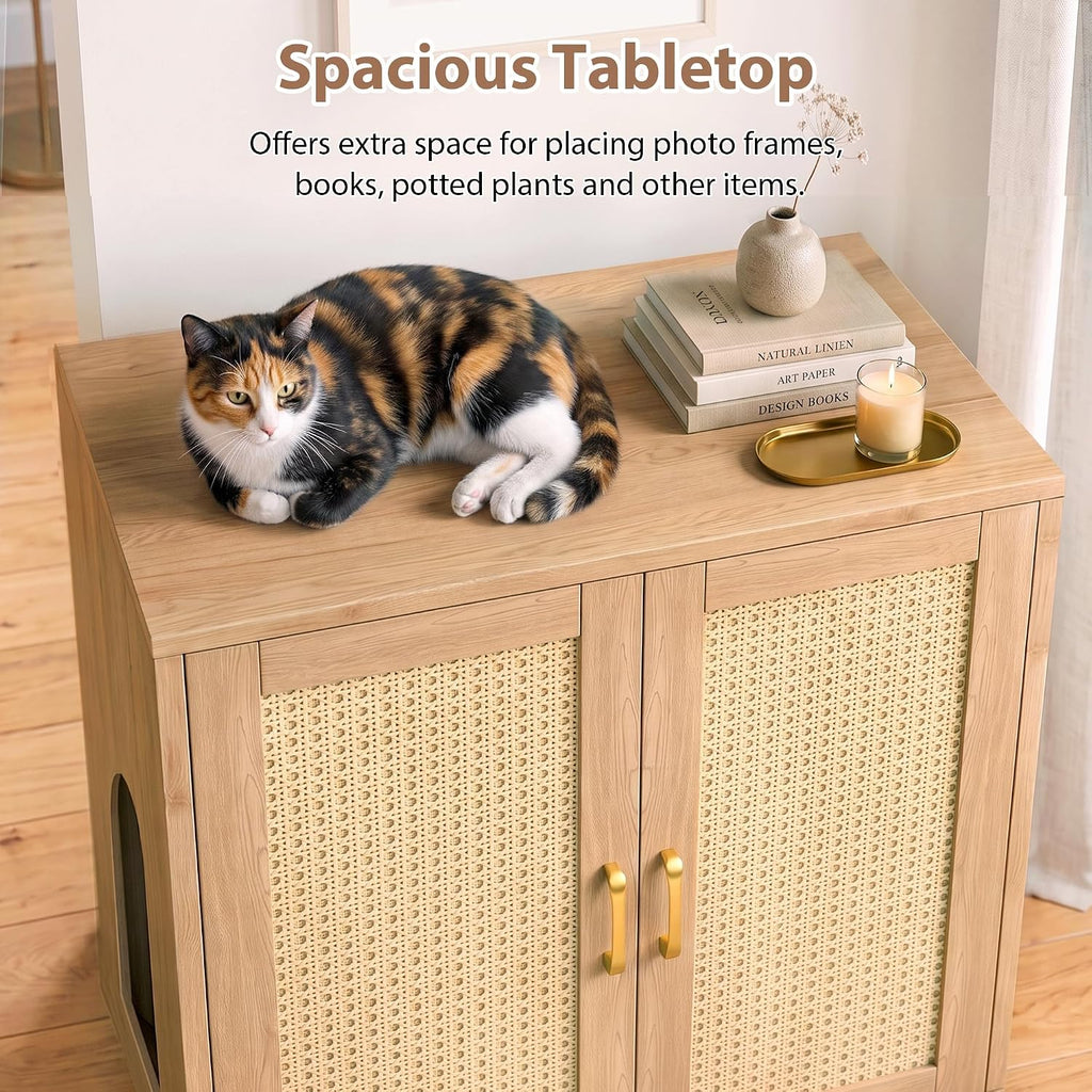 Cat Litter Box Enclosure Furniture-Hidden Storage