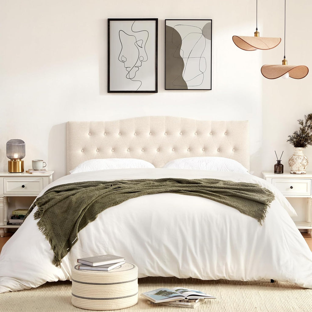 Tufted Upholstered Headboard King, Sturdy and Durable Solid Wood Bed headboard