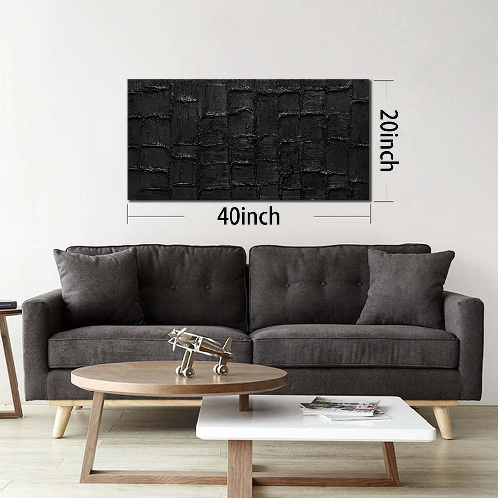 Abstract Painting Wall Art Black Wall Decor Minimalist Wall Art Size 20 x 40 Inch