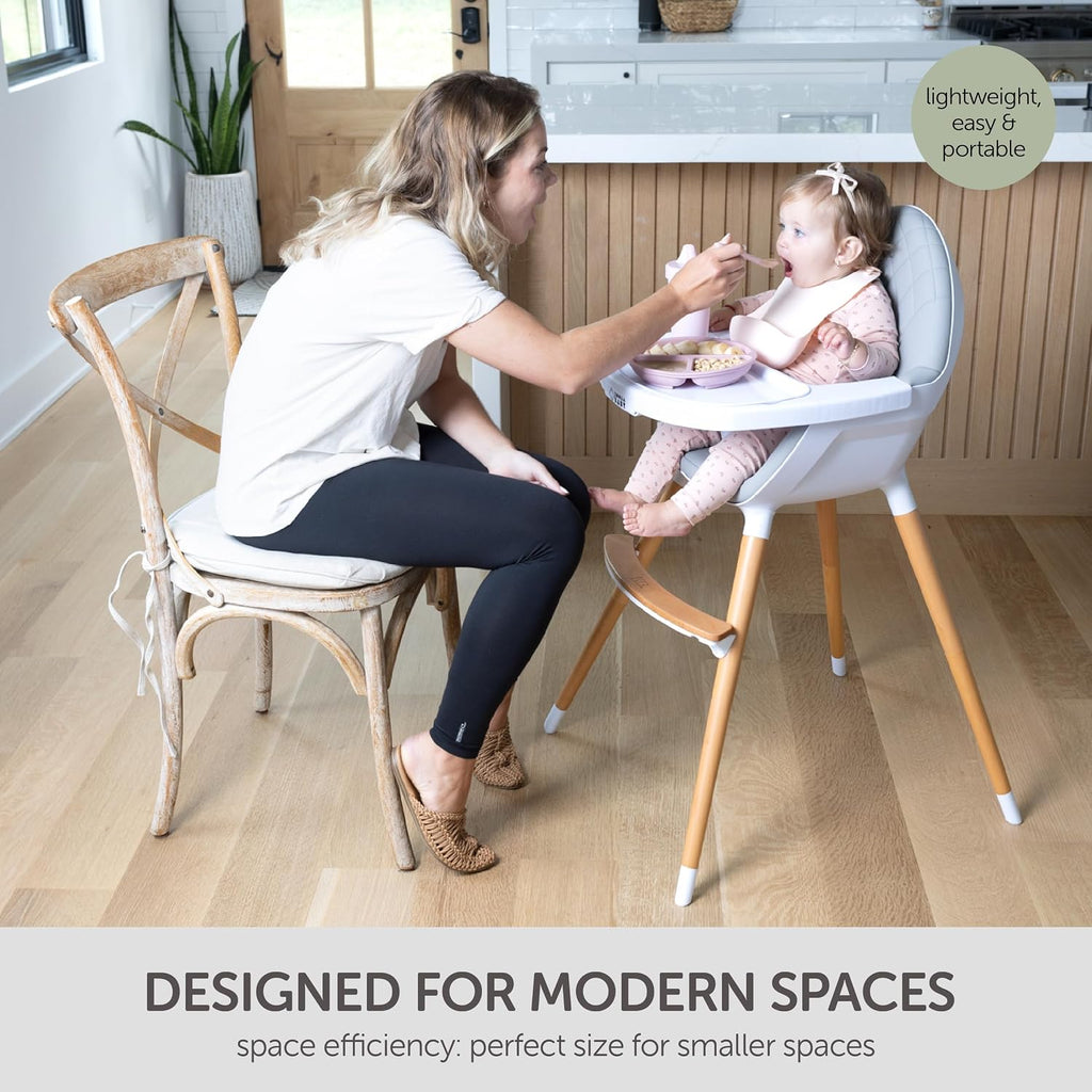 Convertible High Chair for Babies, Toddlers, Kids & Children - Wooden Highchair with Adjustable Height & Dishwasher
