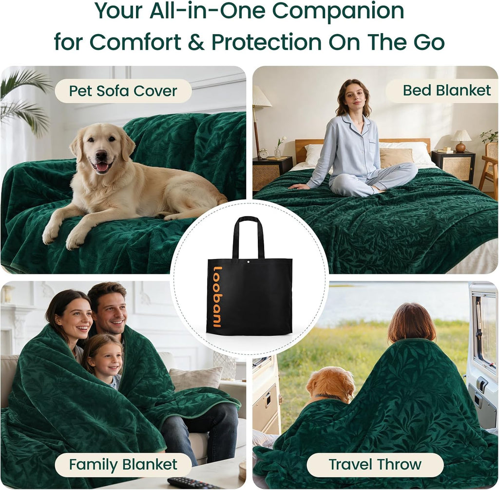 Waterproof Blanket for Couch: Soft Flannel Waterproof Dog Blanket with a Storage Bag, Stain & Leak Proof Pet Blanket