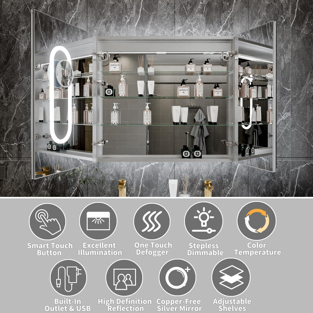 36"x32" Lighted Medicine Cabinet, Front&Backlit Led Medicine Cabinet Mirror