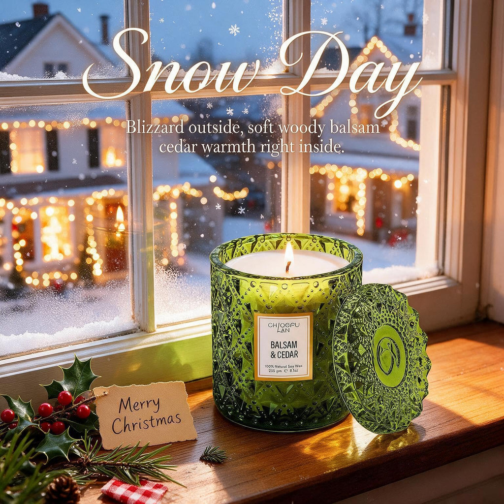 Balsam & Cedar Scented Candle Christmas Candles Gift, Christmas Festival Gifts, Large Luxury Scented Soy Jar Candles