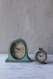 Creative Co-Op Metal Mantel Clock with Aqua Finish
