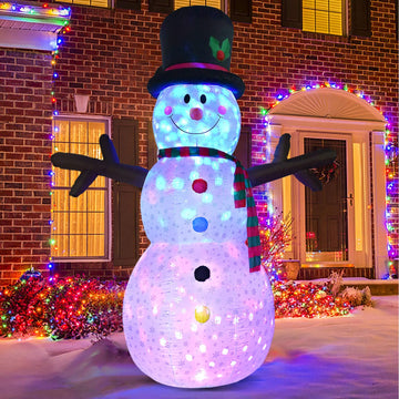 8 FT Inflatable Christmas Snowman, 7 Color Rotating Changing Led Lights Xmas Holiday Blow Up Family Party Decoration