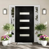 Fiberglass Entry Door Right Hand Inswing, 36 x 80, 4 Lite Frosted Glass 4-9/16 in. Vinyl Frame, Contemporary Style for