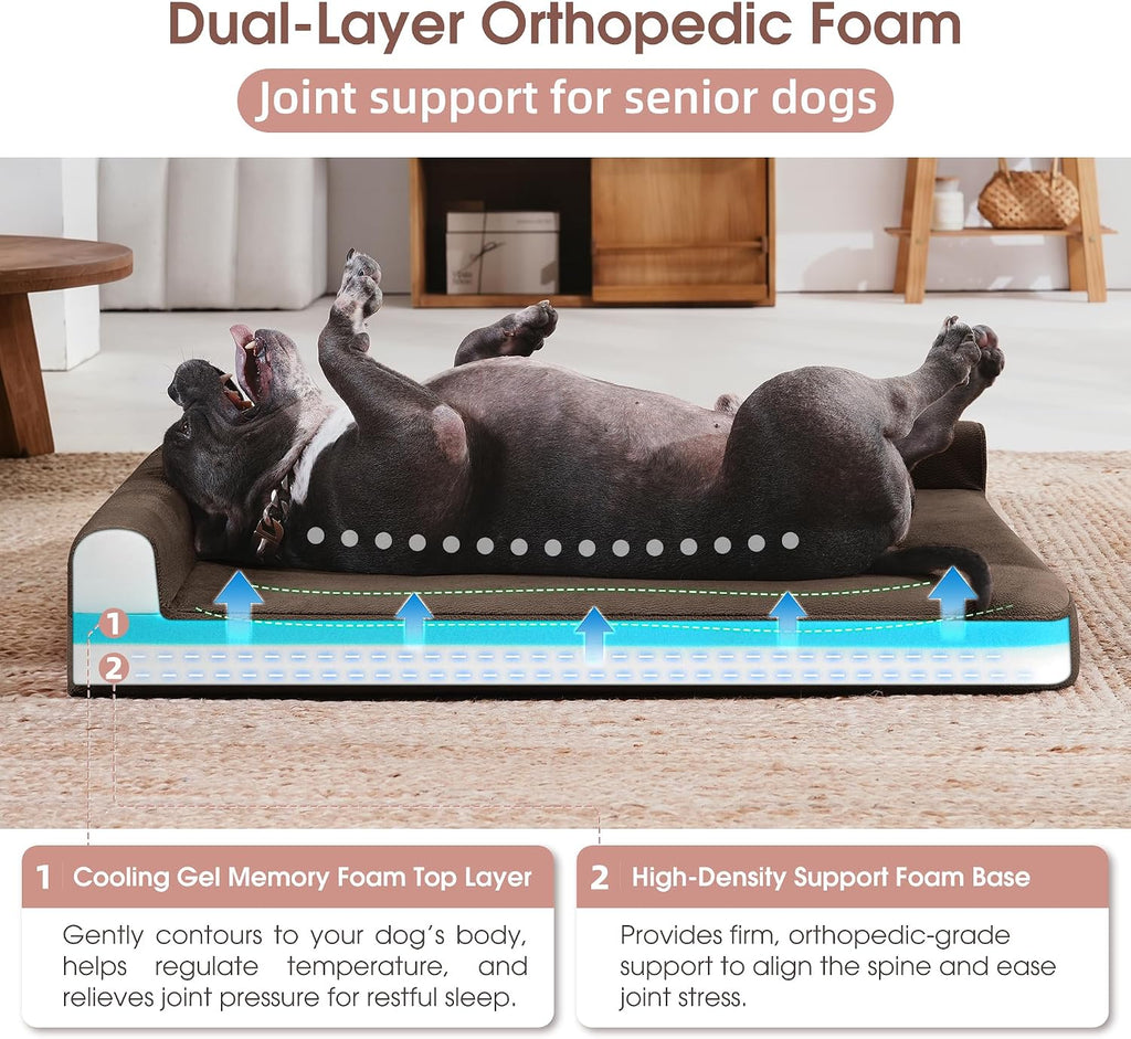 Cooling Gel Memory Foam Orthopedic Dog Bed for Medium Dogs with Arthritis