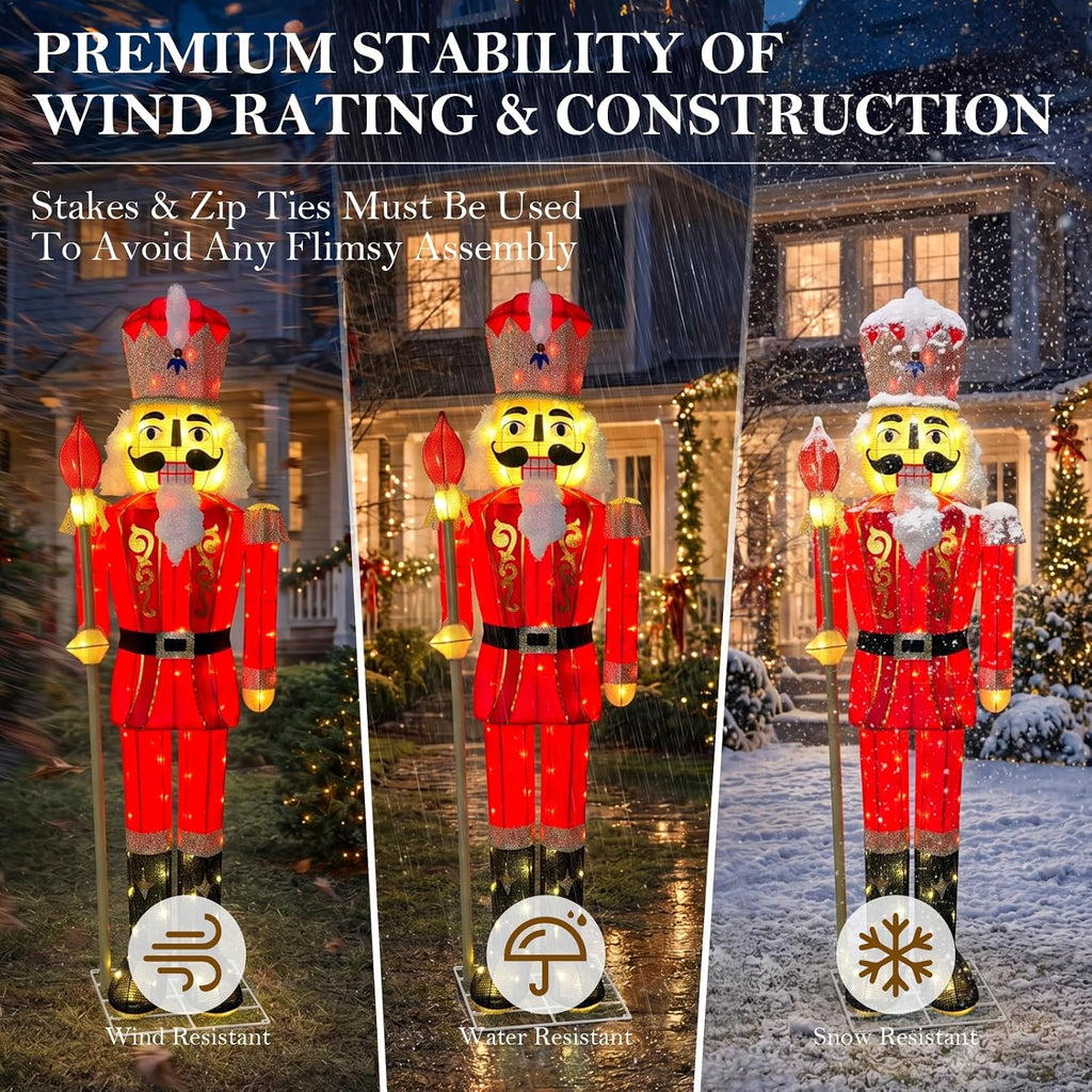 5FT Large Lighted Nutcracker Christmas Decoration Outdoor Burgundy